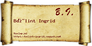 Bálint Ingrid névjegykártya
