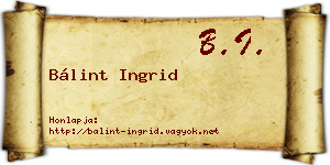 Bálint Ingrid névjegykártya