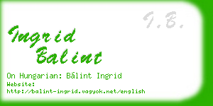 ingrid balint business card